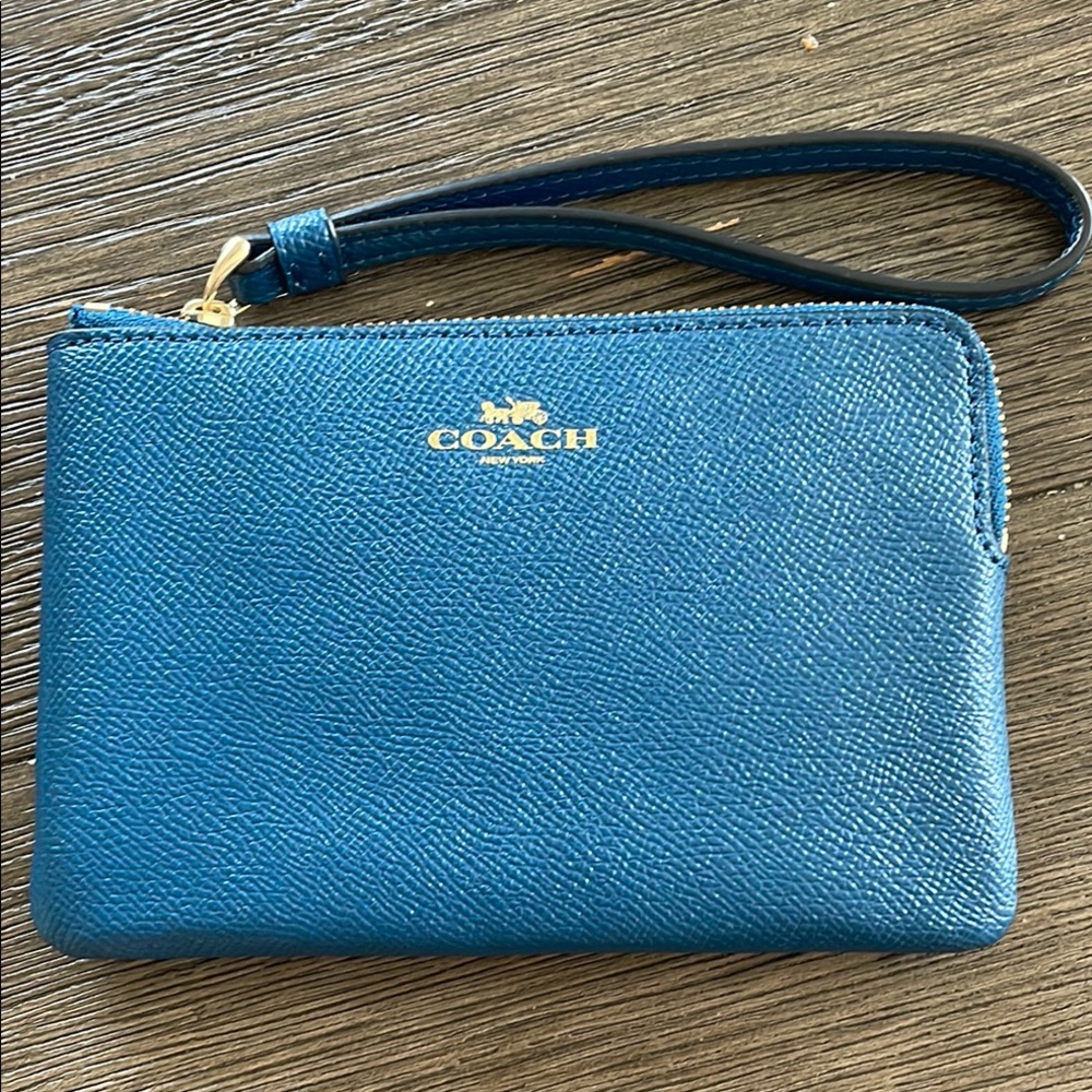 Coach Blue Leather Wristlet